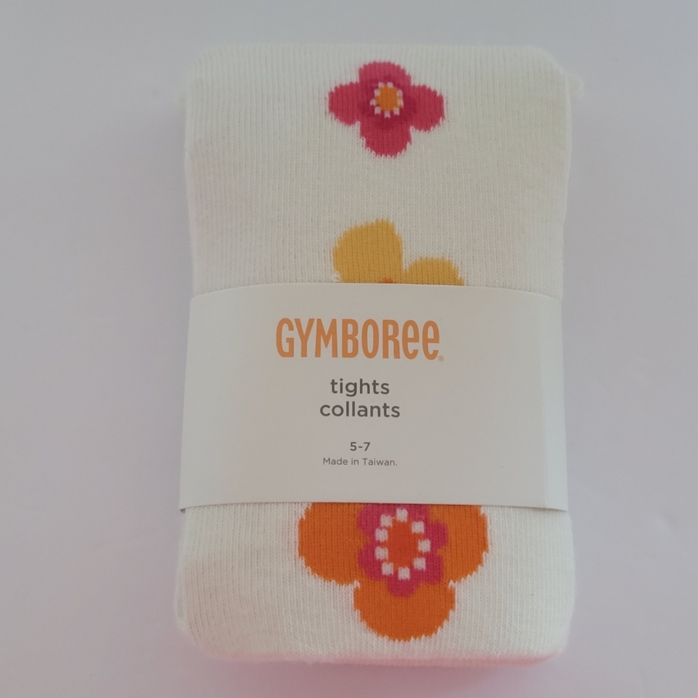 NWT Gymboree Footed Tights Girls 5-7 Floral Flowers